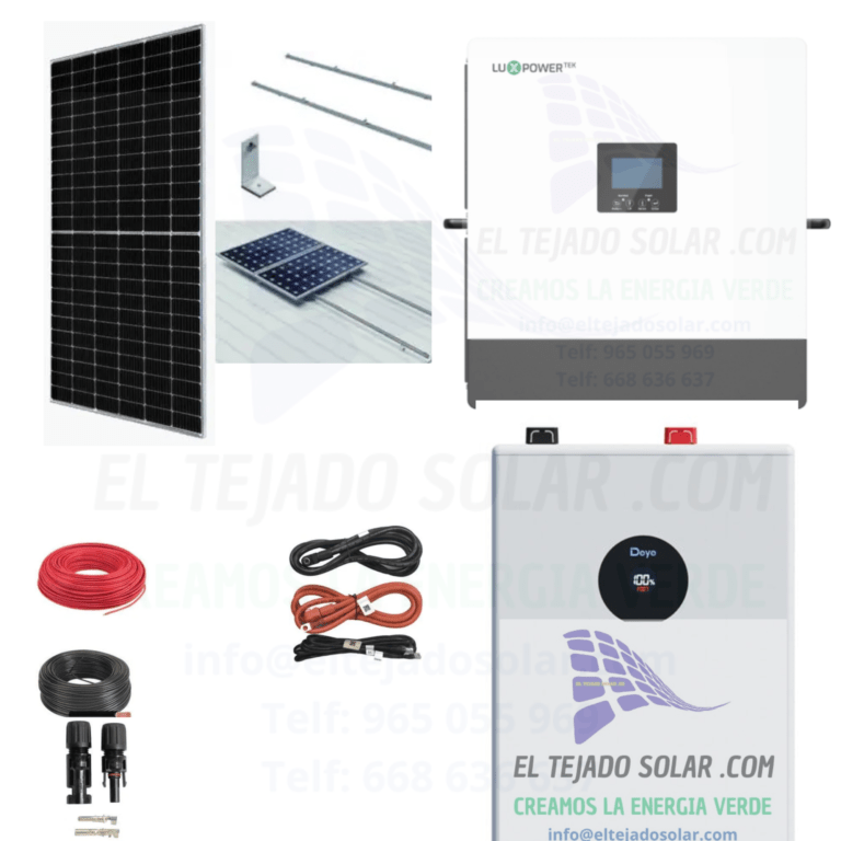 KIT SOLAR AISLADA 5000 W ⚡Bat 5120 W 🔋 18 kW DIA ☀️ cubierta de chapa