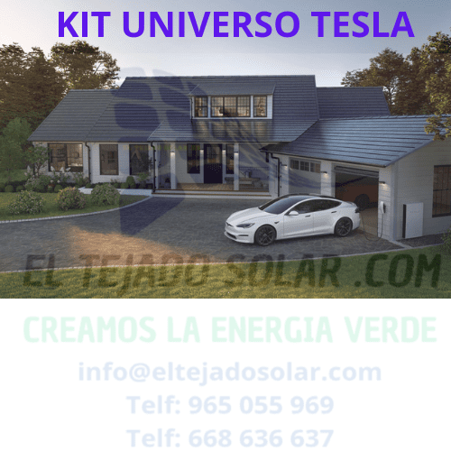 Kit Hibrido Tesla Inversor Batería 13.5 kWh Powerwall 3 cubierta de chapa