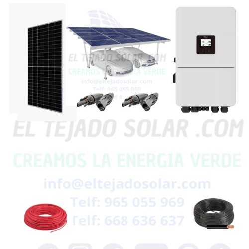 Kit Deye 10 kW ⚡ panel 635 W 39 kW día 🌞 parking-solar-2-plazas