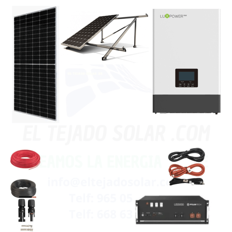 Kit solar 48 V 2,42 kWp con inversor 5 kW y batería de litio 4,8 kWh