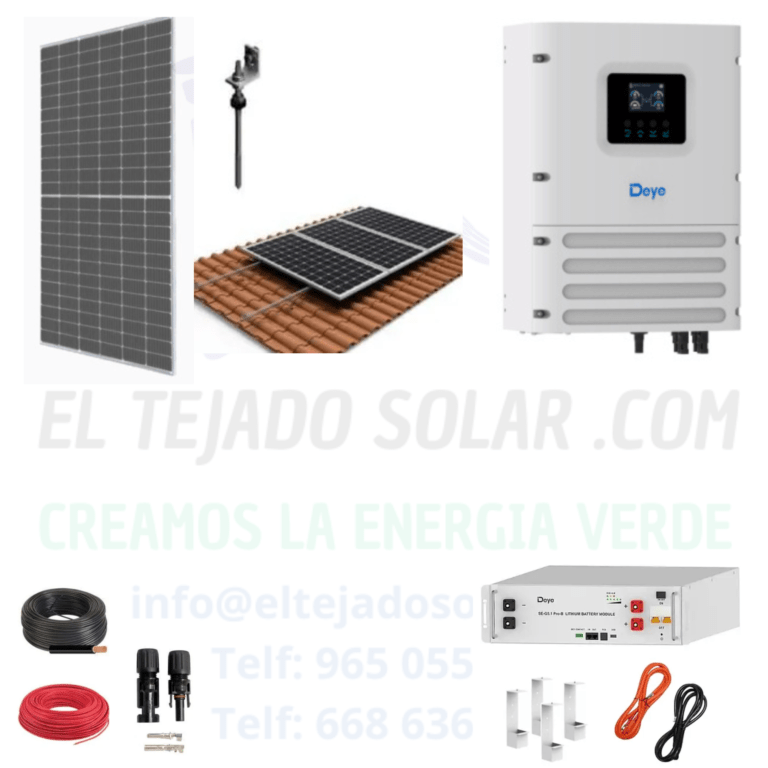 Kit solar Deye 6 kW ⚡ panel 24 kW dia ☀️ litio 5120 W 🔋 teja Kit solar Deye 6 kW ⚡ panel 24 kW dia ☀️ litio 5120 W 🔋 teja