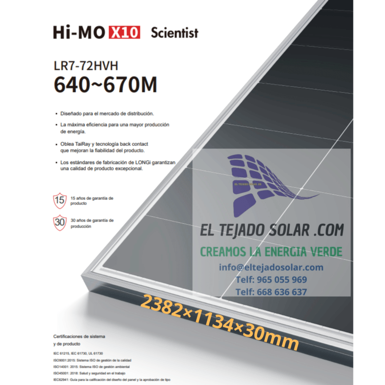 Panel LONGi 655 W 144 CEL. HIMO X10 LR7-72HVH