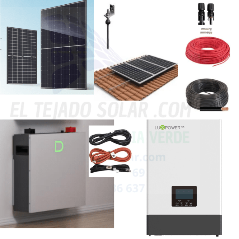 KIT SOLAR LuxPower 6 kW⚡LITIO Dyness 🔋 PANEL 15K DIA ☀️ TEJA
