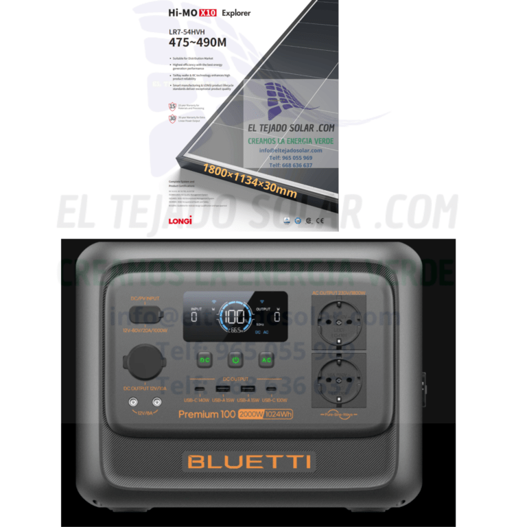 Kit Bluetti Energía 2 kW+panel 480 W RÍGIDO Camper-Camping-Van
