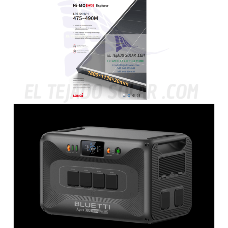 Kit Bluetti Energía 3.8K+panel 480 W BLACK Camper-Camping-Van