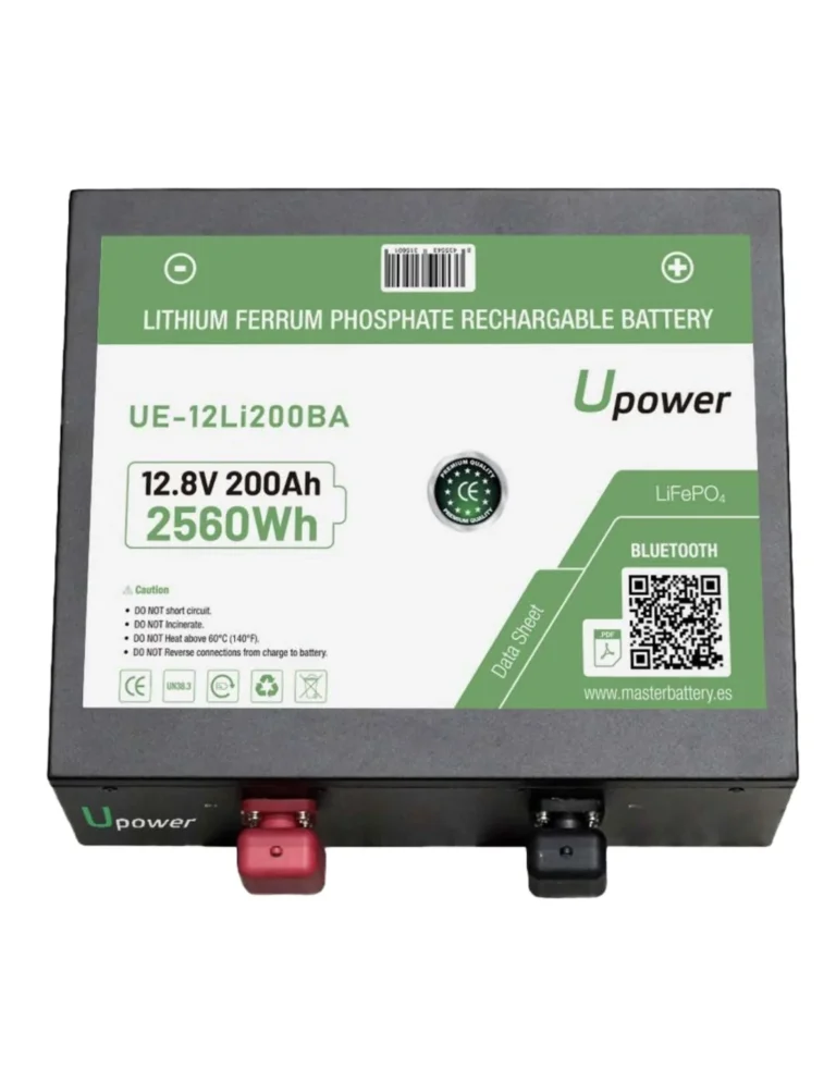 Batería Litio Upower UE-12-LI200BA bajo asiento 200 Ah Bluetooth