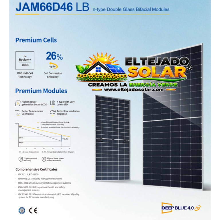 Paneles solares 715 W Bifacial JA Solar N TYPE Paneles solares 715 W Bifacial JA Solar N TYPE